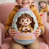 Custom Any Photo Peeking Kid Easter's Egg - Personalized Kid Premium Faux Fur Pillow