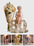 Gift For Her - Flower Bouquet And Number - Personalized Birthday Custom Shaped Acrylic Plaque
