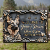 Welcome To Dog's House - Personalized Dog Rectangle Metal Sign