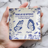 Friends Are Like Butterflies Toile De Jouy Flowers - Personalized Bestie Fully Printed Jewelry Dish
