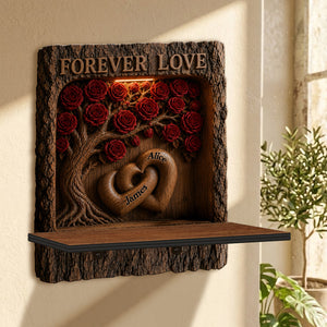 Forever Love - Personalized Couple Wooden Floating Shelf