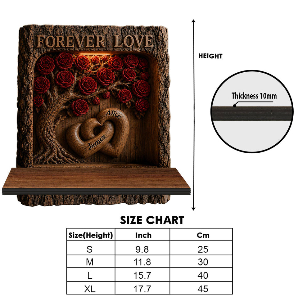 Forever Love - Personalized Couple Wooden Floating Shelf