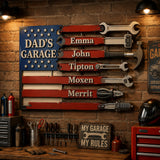Dad's Garage Flag Wall Art - Personalized Father Cut Metal Sign