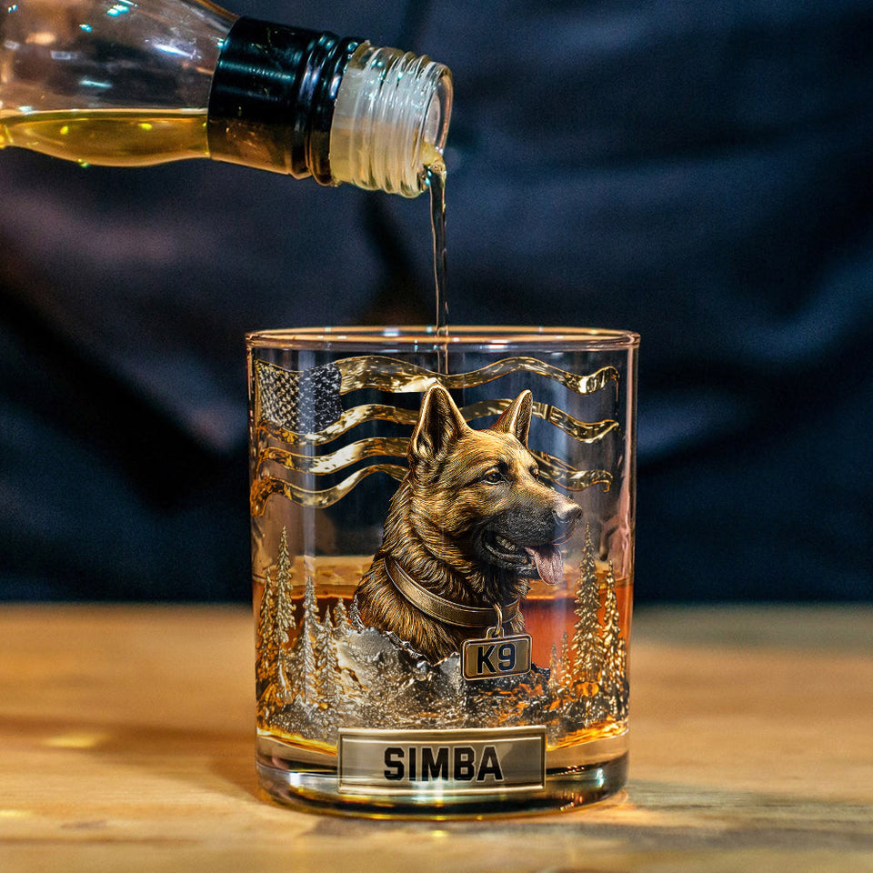 Love My Dog - Personalized German Shepherd Dog Whiskey Glass