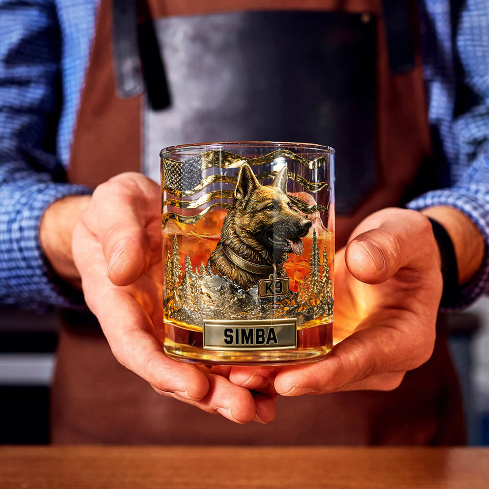 Love My Dog - Personalized German Shepherd Dog Whiskey Glass