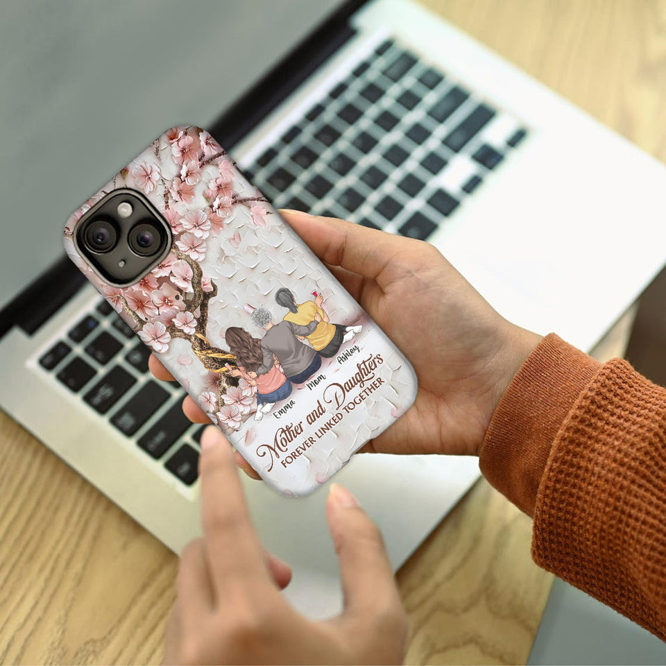 Mother And Daughters Forever Linked Together - Personalized Mother Full Print Phone Case