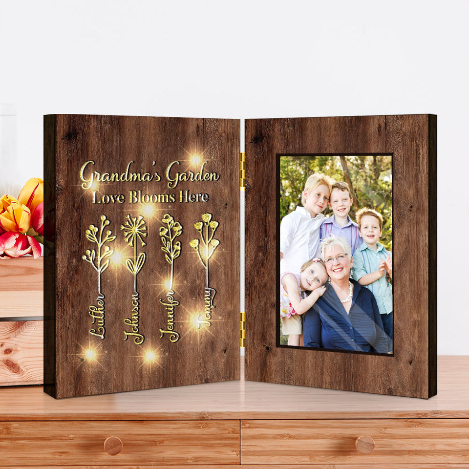Grandma's Garden - Personalized Grandma Foldable Photo Frame with Light