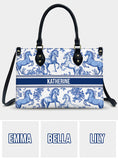 Horse Toile de Jouy - Personalized Horse Leather Handbag