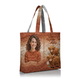 Custom Any Photo Highland Cow Lovers - Personalized Highland Cow Quilted Tote Bag