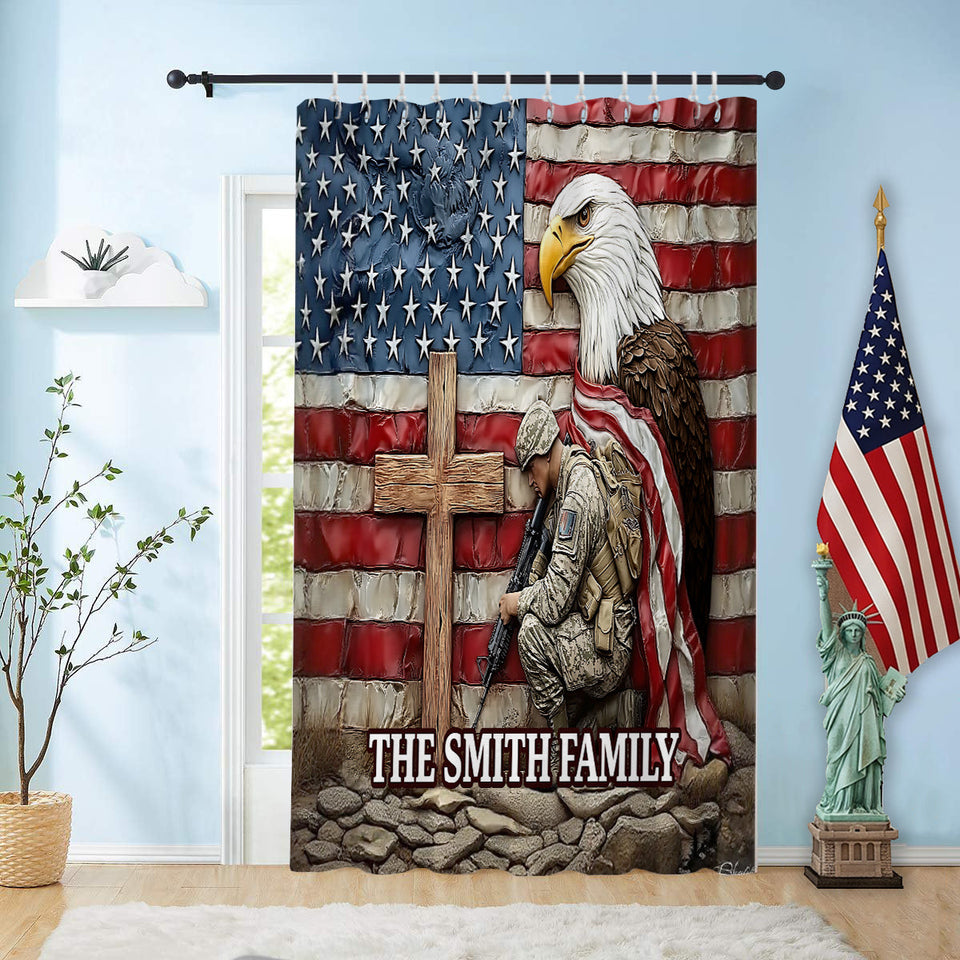 One Nation Under God - Personalized Bald Eagle Blackout Window Curtain/ Drapes Set