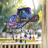 Beautiful Cowboy Hat - Personalized Cowgirl Window Hanging Suncatcher Ornament