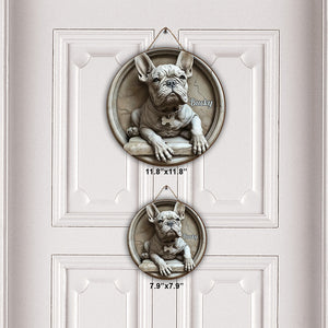 French Bulldog - Personalized French Bulldog Round Wood Sign