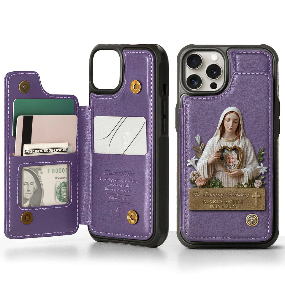Virgin Mary Memorial - Personalized Memorial Wallet Phone Case