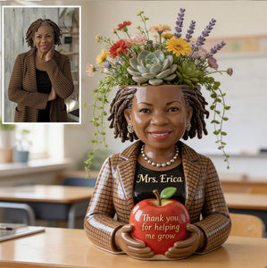 Custom Any Photo Thank You For Helping Me Grow - Personalized Teacher Acrylic Pot