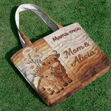 Mama-moo - Personalized Highland Cow Quilted Tote Bag