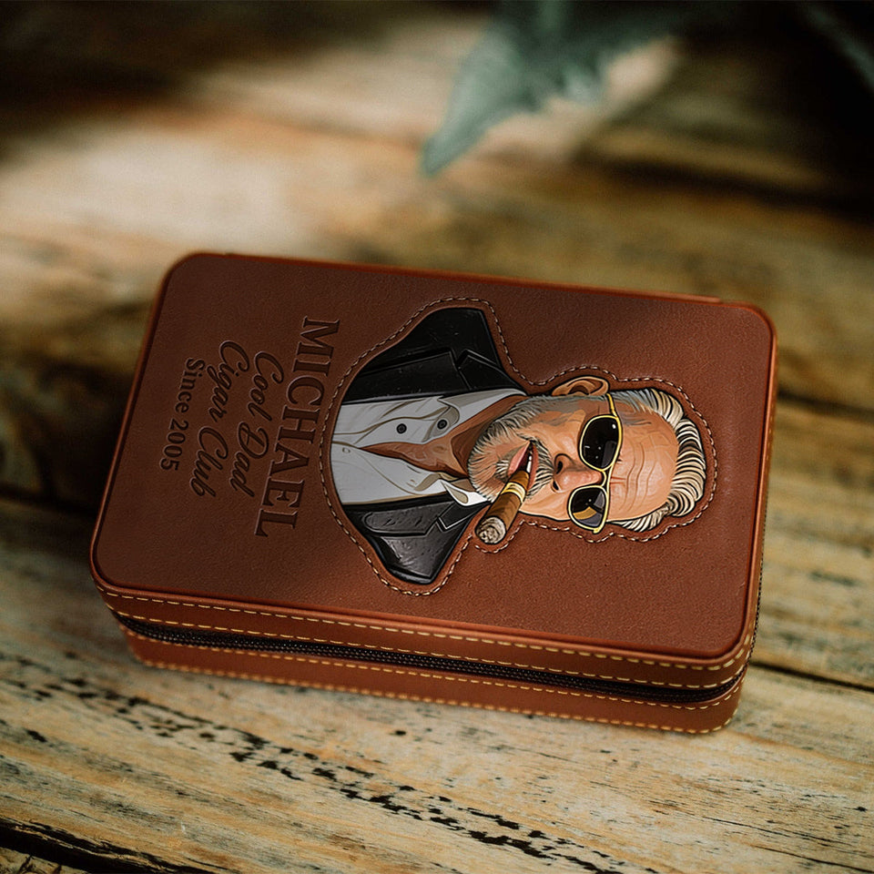Dad Loves Cigars - Personalized Father Travel Cigar Humidor Case