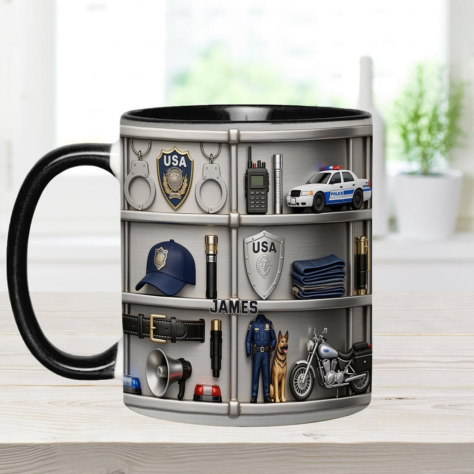 Serve And Protect - Personalized Police Officer Accent Mug & Coaster