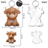 Highland Cow Mom - Personalized Mother Keychain with Charms