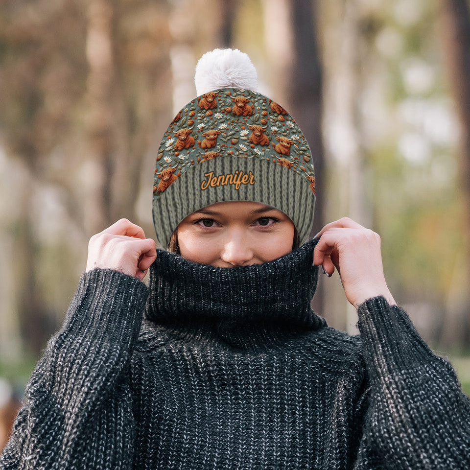 Highland Cow Farm - Personalized Highland Cow Beanie Hat