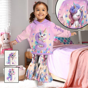 Cute Unicorn - Personalized Kid Kid Hoodie & Flare Leggings Set
