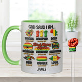 Black History Month, God Says You Are - Personalized African American Set Accent Mug With Acrylic Stirrers