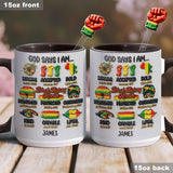 Black History Month, God Says You Are - Personalized African American Set Accent Mug With Acrylic Stirrers