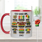 Black History Month, God Says You Are - Personalized African American Set Accent Mug With Acrylic Stirrers