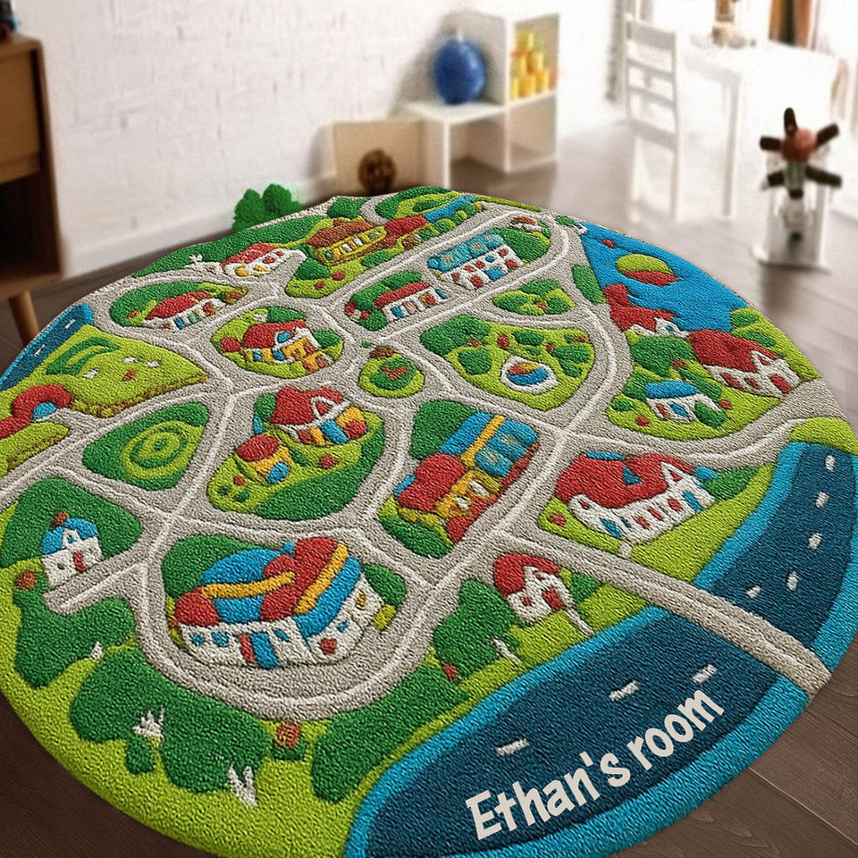 Kids City Road - Personalized Kid Non-Slip Tufted Rug