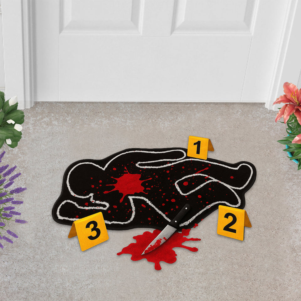 Funny Crime Scene Rug - Personalized True Crime Shaped Doormat/ Rug