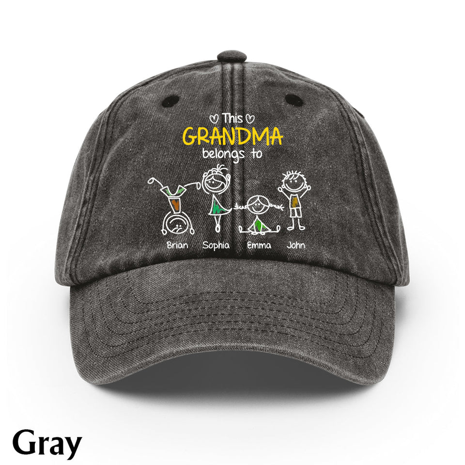 This Grandma Belongs To - Personalized Grandma Washed Denim Cap