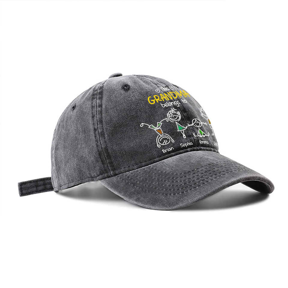 This Grandma Belongs To - Personalized Grandma Washed Denim Cap