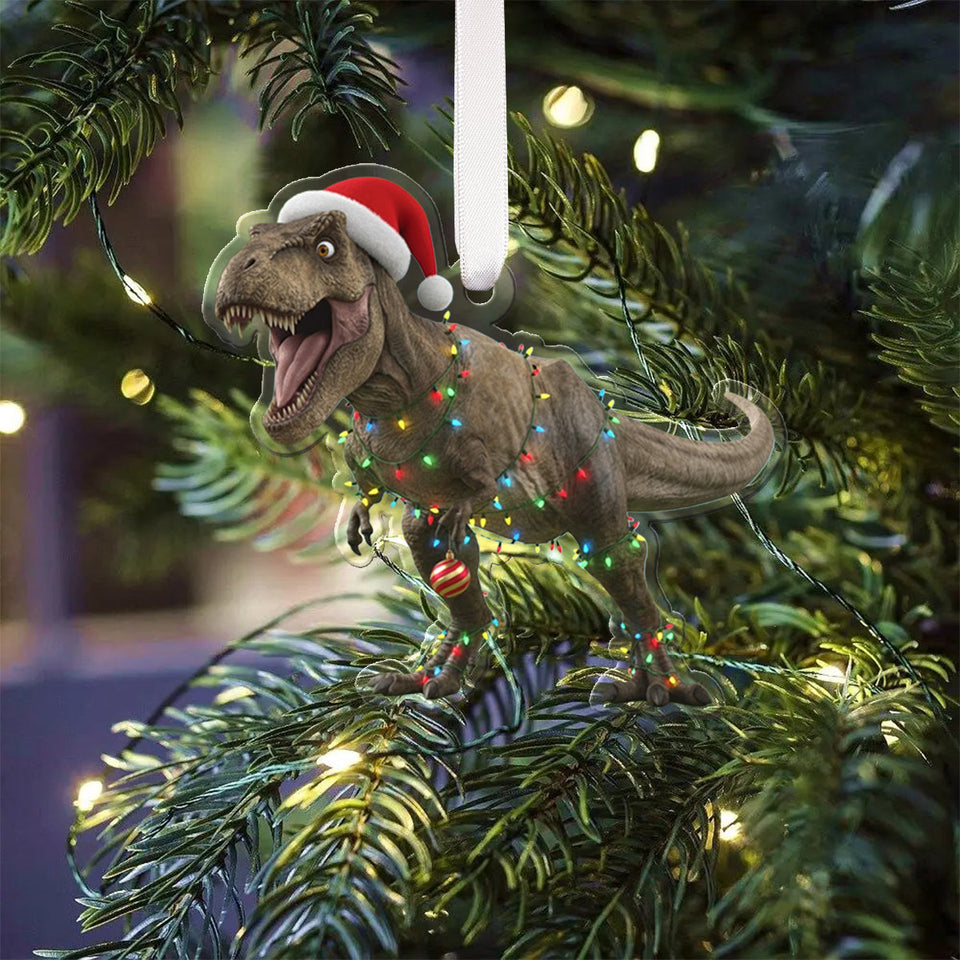 Dinosaur 2025 Advent Calendar - Personalized Dinosaur Folded Advent Calendar With Ornaments