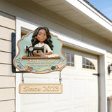 Tailor Shop Logo For Sewing Lover - Personalized Sewing Wooden Wall Mount Sign