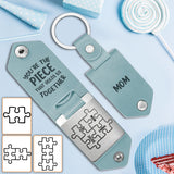 Mom You Are The Piece That Holds Us Together Family Puzzles - Personalized Mother Leather Photo Keychain