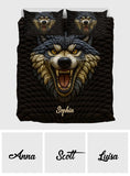 Wolf Lover Gift - Personalized Wolf Quilt Set