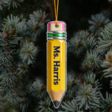 Pencil-Shaped Teacher Gift - Personalized Teacher Ornament