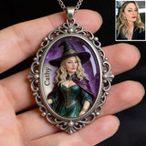 Magic Witch - Personalized Witch Shaped Metal Pendant Necklace