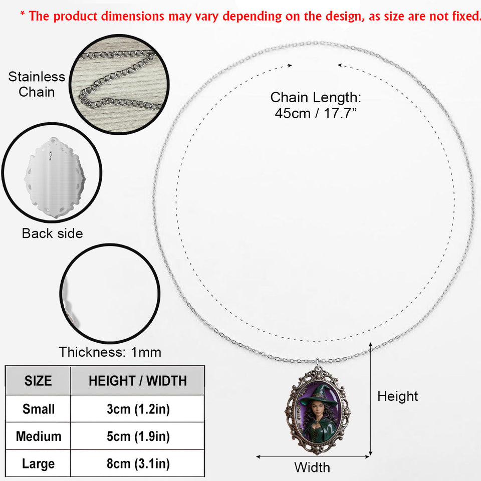 Magic Witch - Personalized Witch Shaped Metal Pendant Necklace