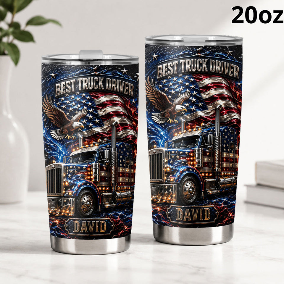 Best Truck Driver - Personalized Trucker Tumbler With Gift Box