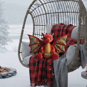 Dragon Quilt - Personalized Dragon Faux Fur Shaped Pillow