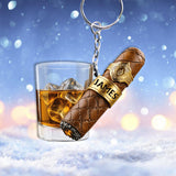 Whiskey & Cigar - Personalized Whisky Keychain