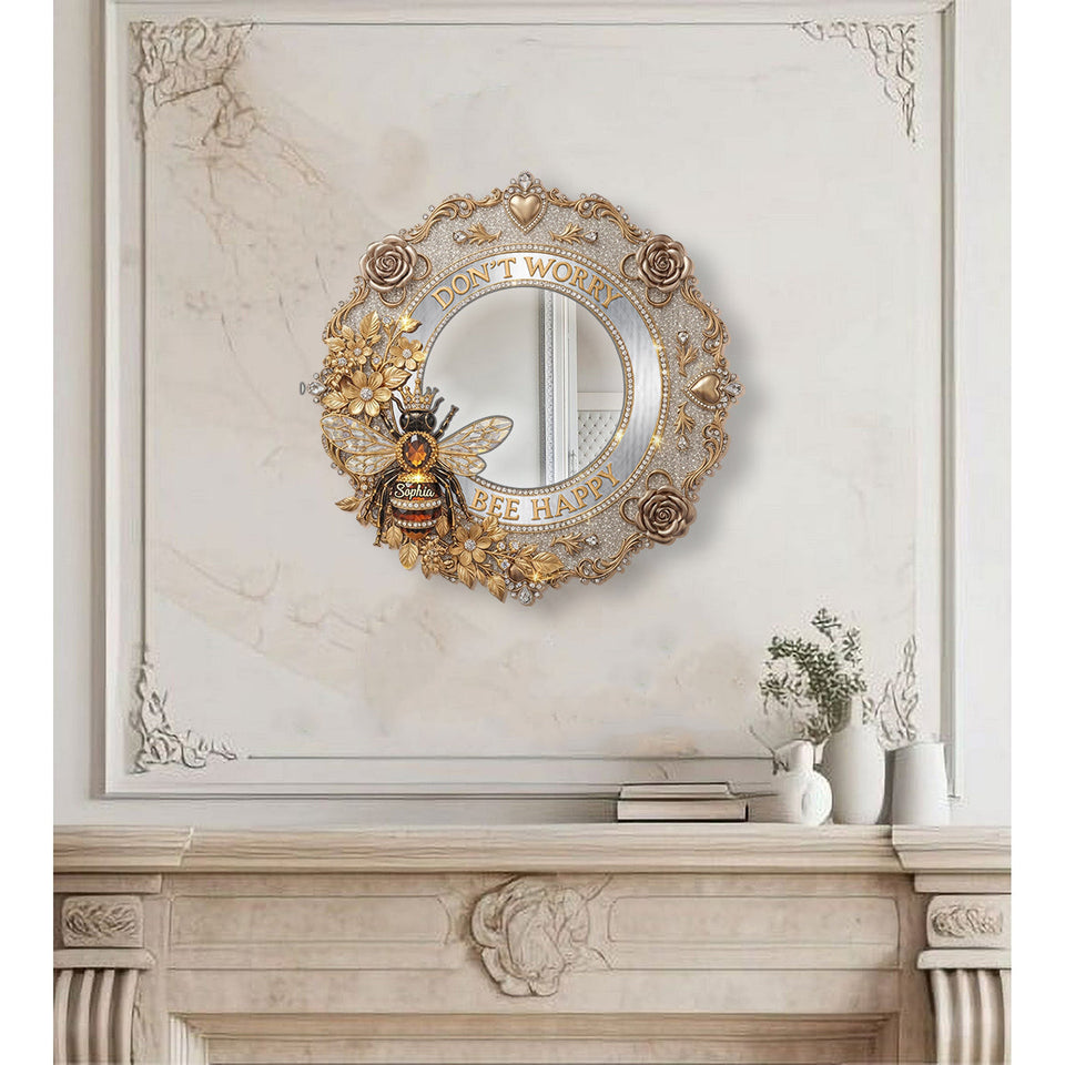 Bee Happy - Personalized Bee Wall Hanging Mirror