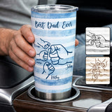 Best Dad Ever Fist Bump Retro Stripes - Personalized Father Tumbler