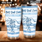 Best Dad Ever Fist Bump Retro Stripes - Personalized Father Tumbler