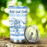 Best Dad Ever Fist Bump Retro Stripes - Personalized Father Tumbler