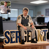 Police Table Name Plate - Personalized Police Officer 2 Layered Big Freestanding