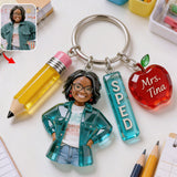 Custom Any Photo Gift For Teacher/Educator - Personalized Teacher Premium Keychain With Charms