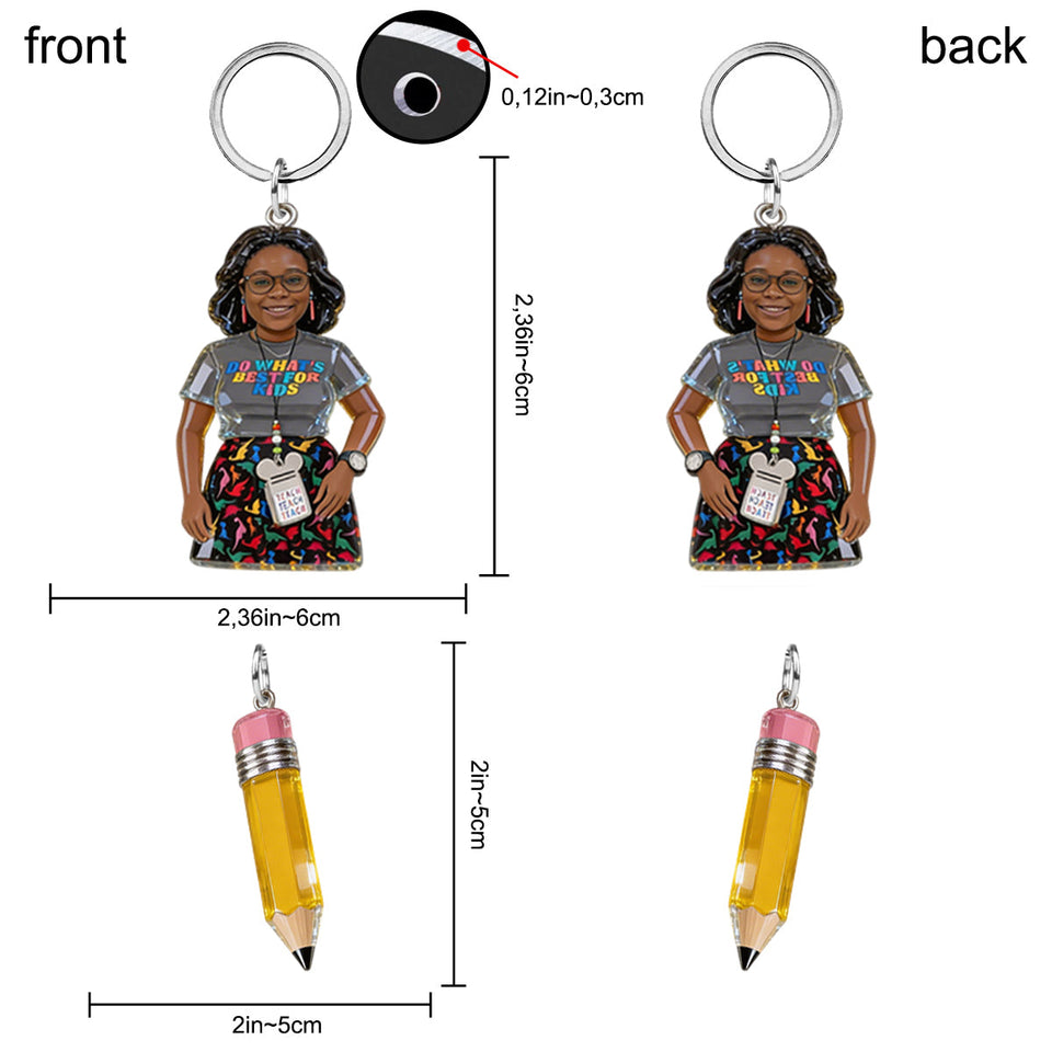Custom Any Photo Gift For Teacher/Educator - Personalized Teacher Premium Keychain With Charms