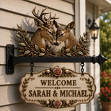 Welcome To Our Home - Personalized Hunting Wooden Wall Mount Sign