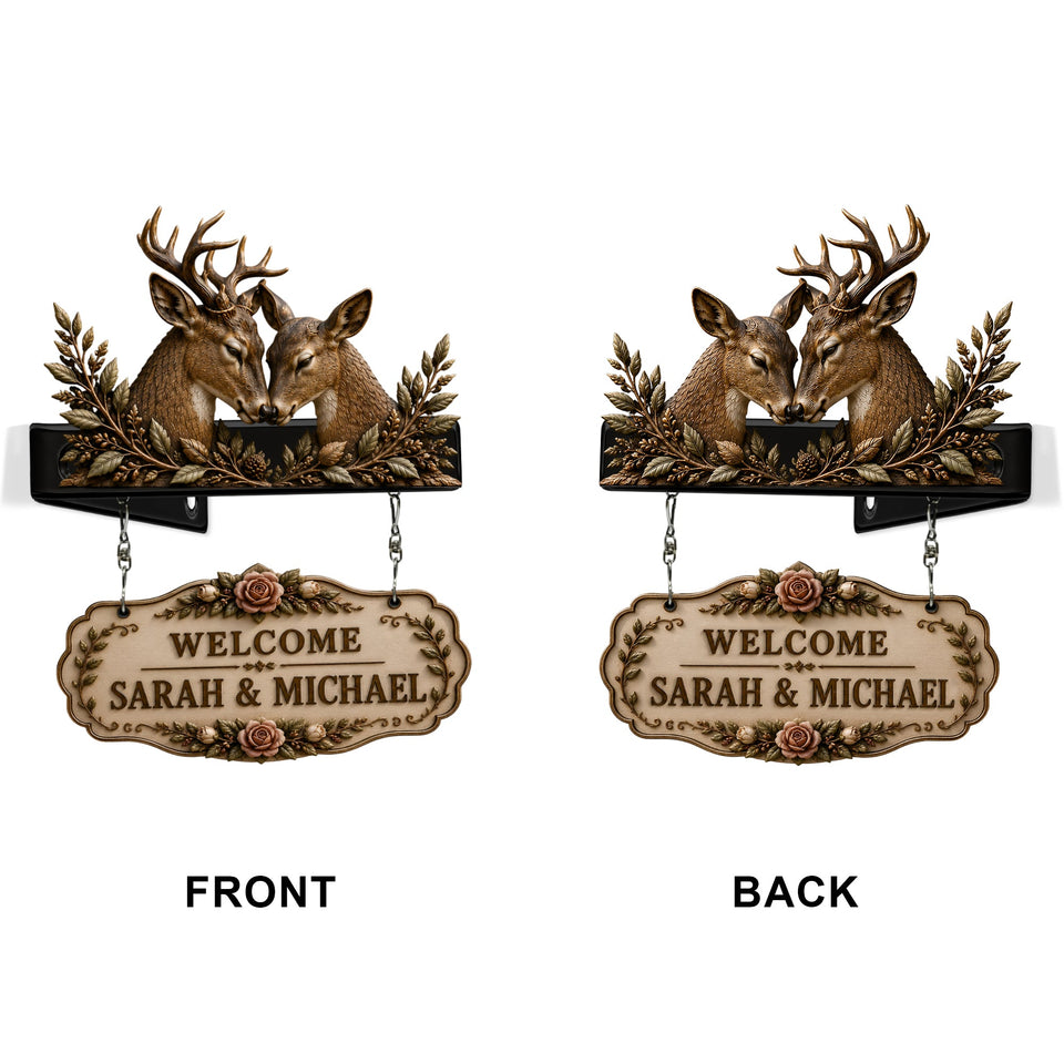 Welcome To Our Home - Personalized Hunting Wooden Wall Mount Sign